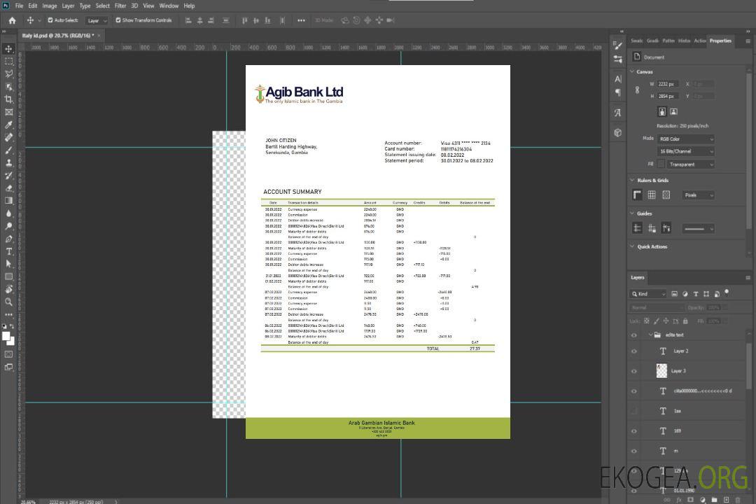 Déclaration de la Banque islamique arabe gambienne de Gambie.doc template